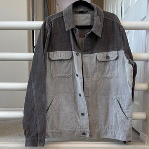 Billabong Men's Two-Tone Gray Cordoroy Trucker Jacket SZ XL